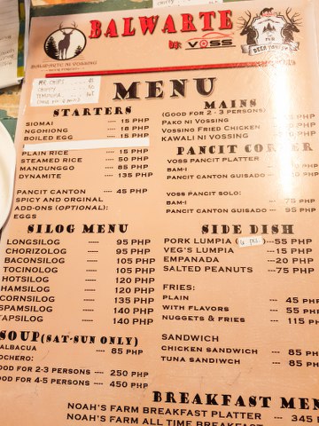 Balwarte ni Vossing menu