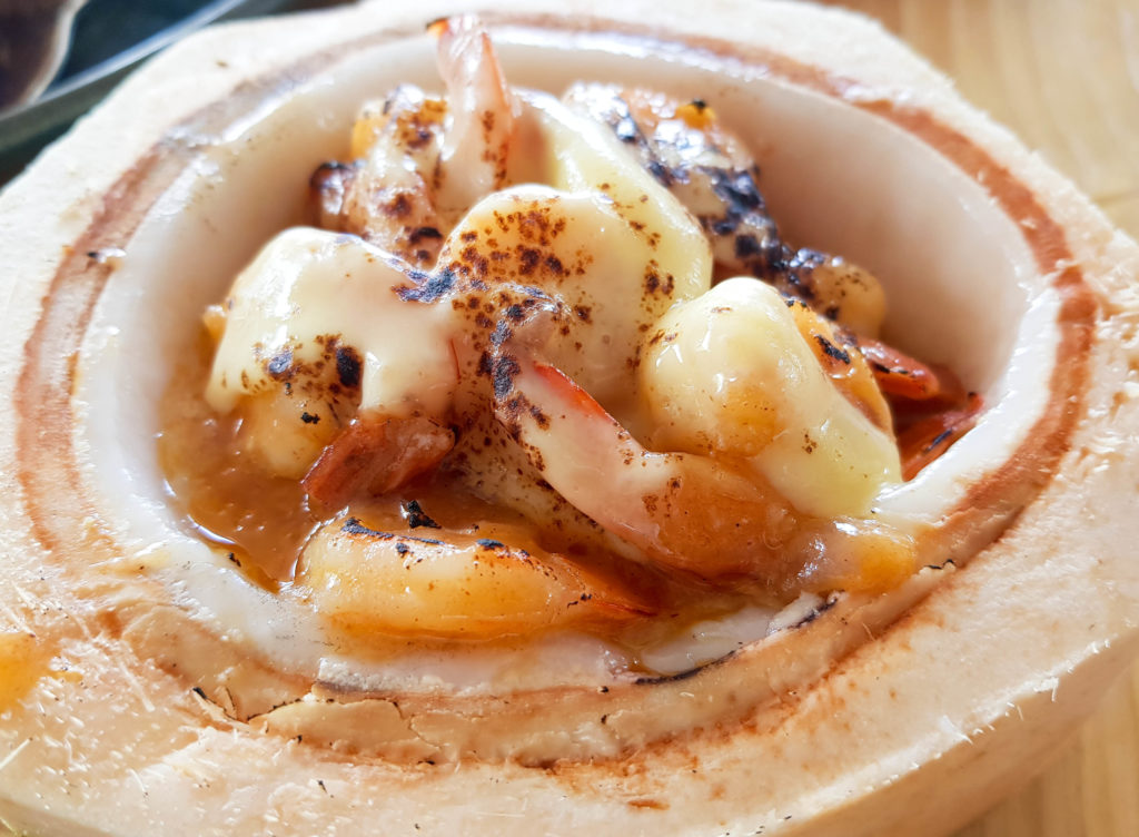 Cebu seafood - Shrimps in Buko