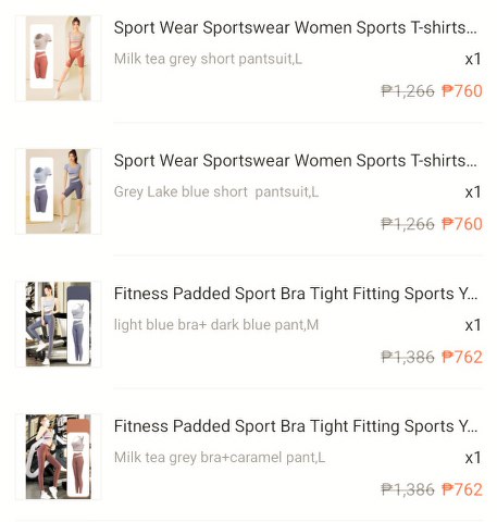 Workout clothes from Shopee