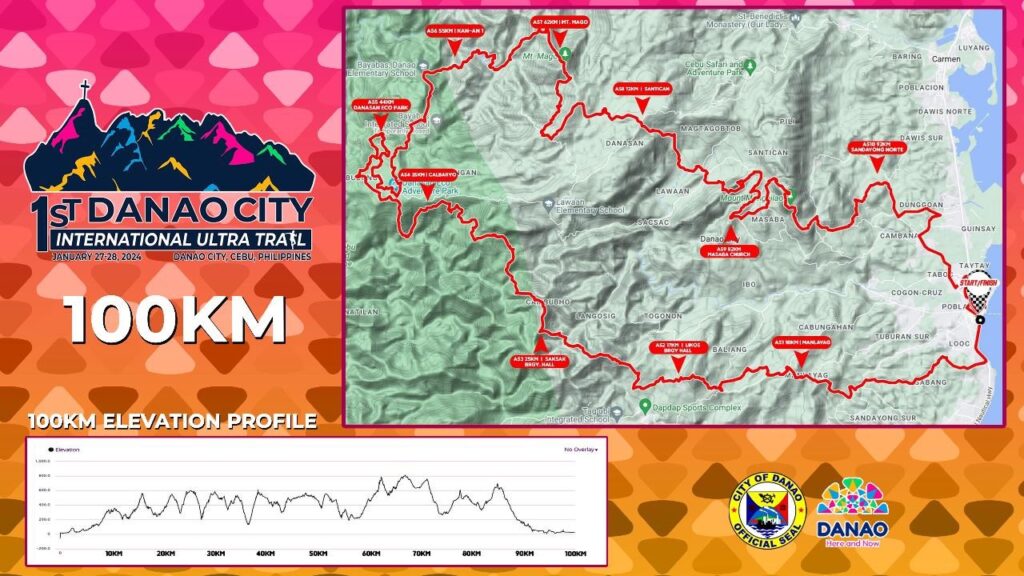 100 km route 1st danao city international ultra trail